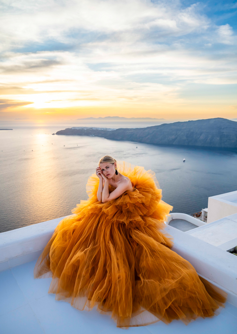 Couple portrait during a Santorini sunset