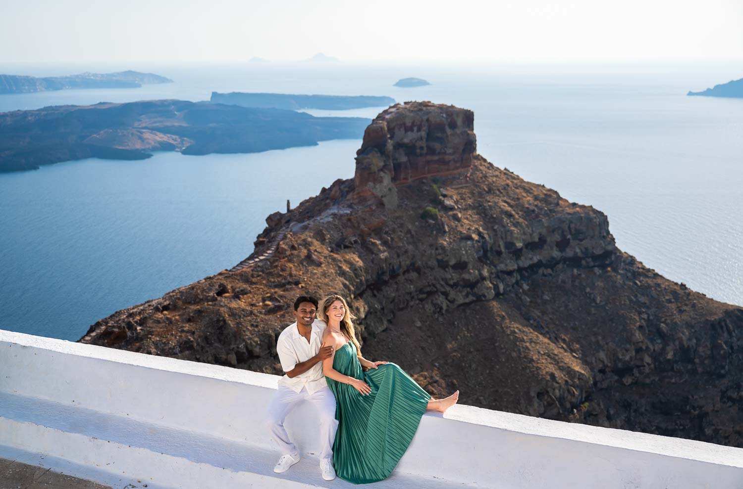 newly engaged couple santorini
